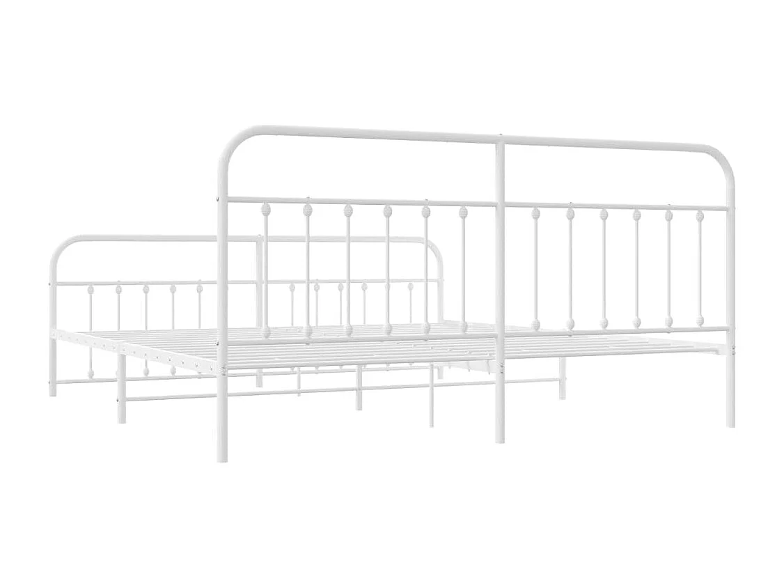 Lit double | Lit adulte | Cadre de lit métal et pied de lit blanc 200x200 cm