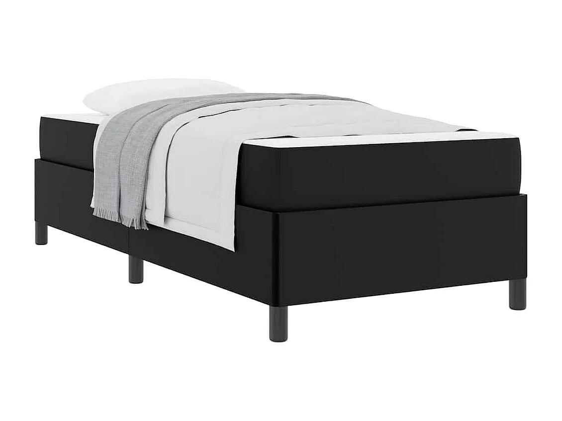 Lit simple | Lit adulte, enfant | Cadre de lit avec matelas Noir 100x200 cm Faux cuir