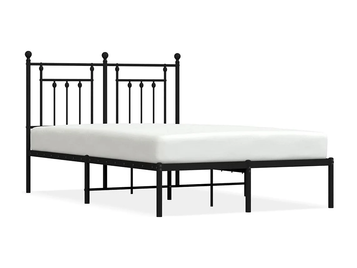 Lit simple | Lit adulte, enfant | Cadre de lit métal avec tête de lit noir 120x200cm