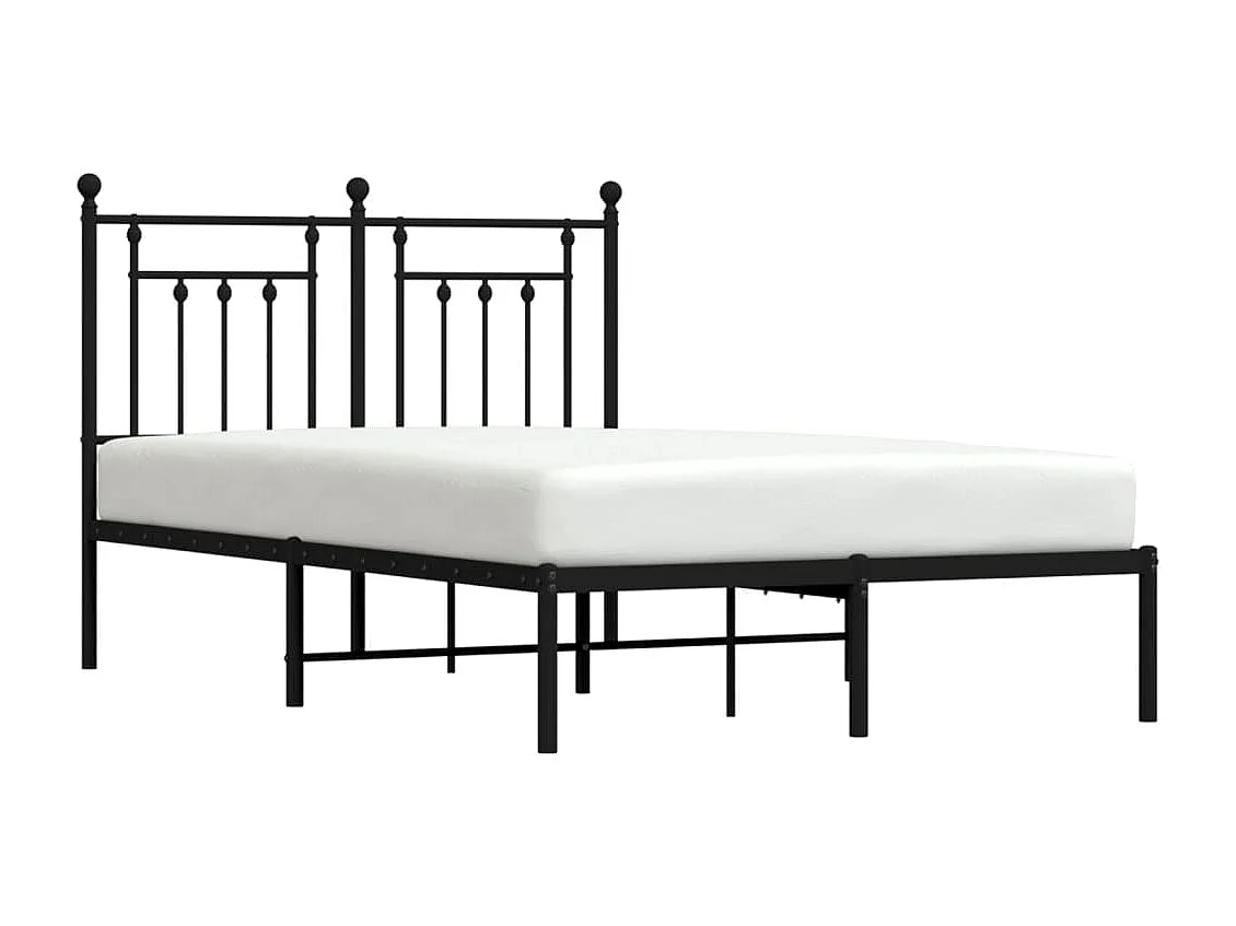 Lit simple | Lit adulte, enfant | Cadre de lit métal avec tête de lit noir 120x200cm