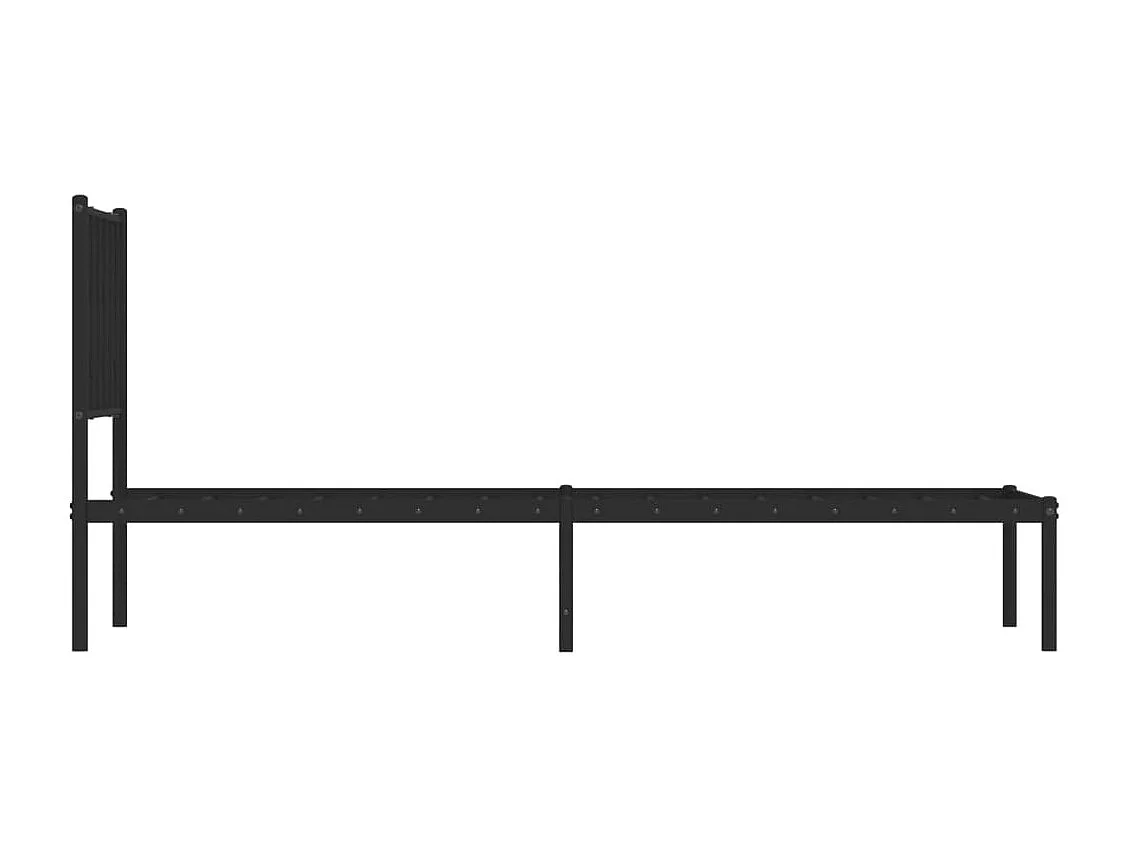 Lit simple | Lit adulte, enfant | Cadre de lit métal avec tête de lit noir 75x190 cm