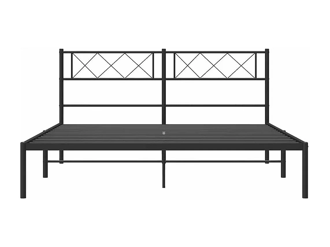 Lit double | Lit adulte | Cadre de lit métal avec tête de lit noir 135x190cm