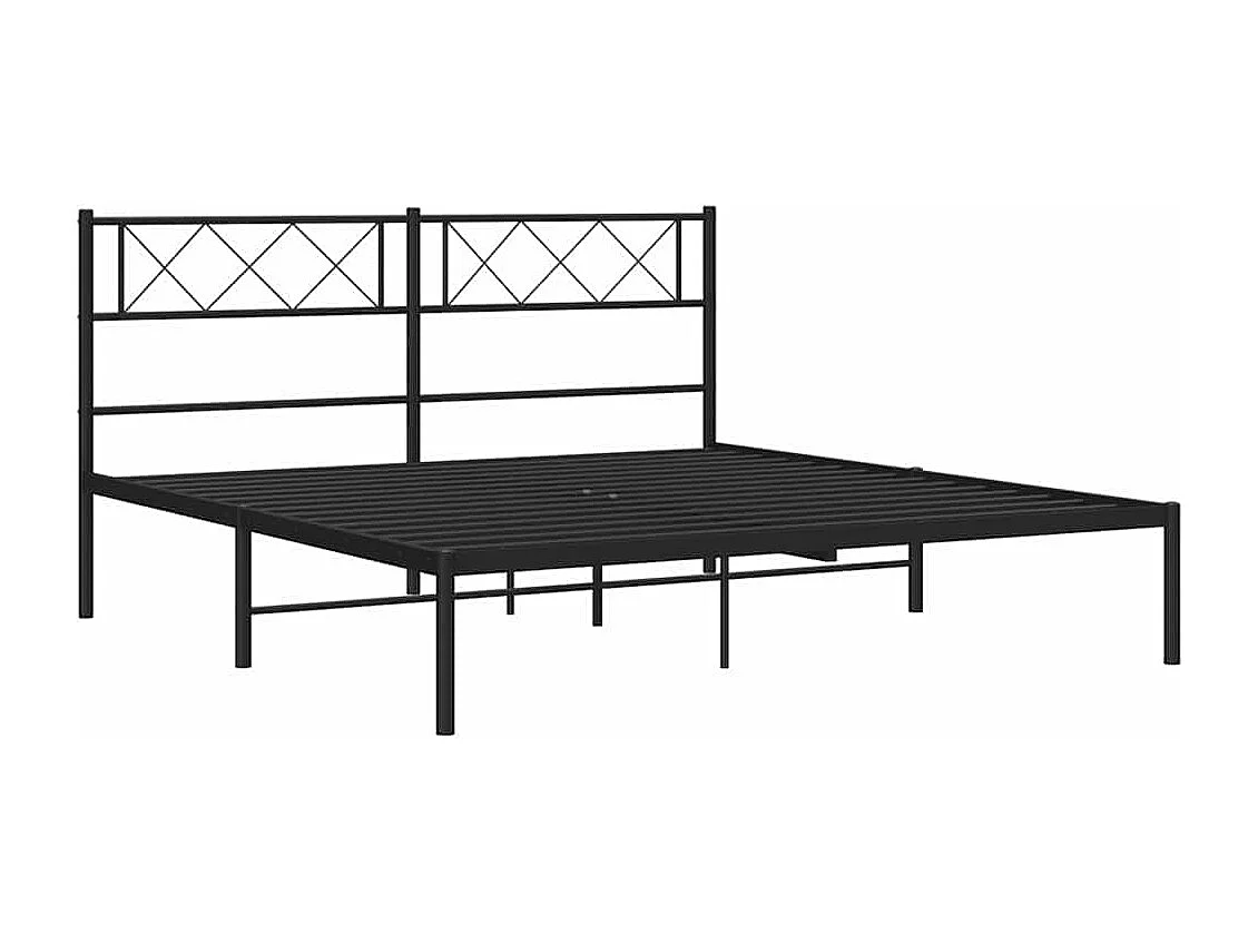 Lit double | Lit adulte | Cadre de lit métal avec tête de lit noir 135x190cm