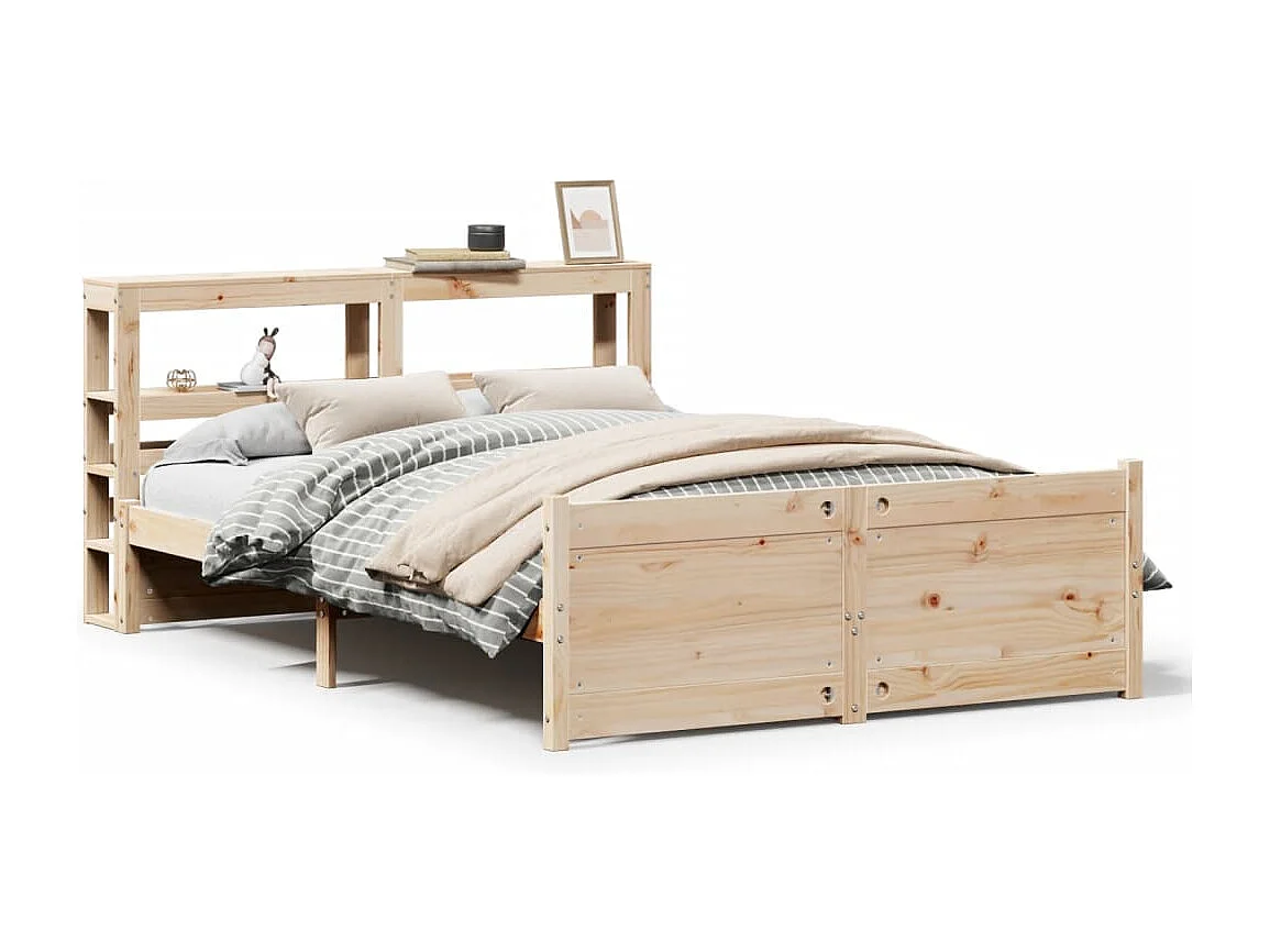 Letto per adulti | Letto singolo | Giroletto con Testiera 120x200 cm in Legno Massello di Pino