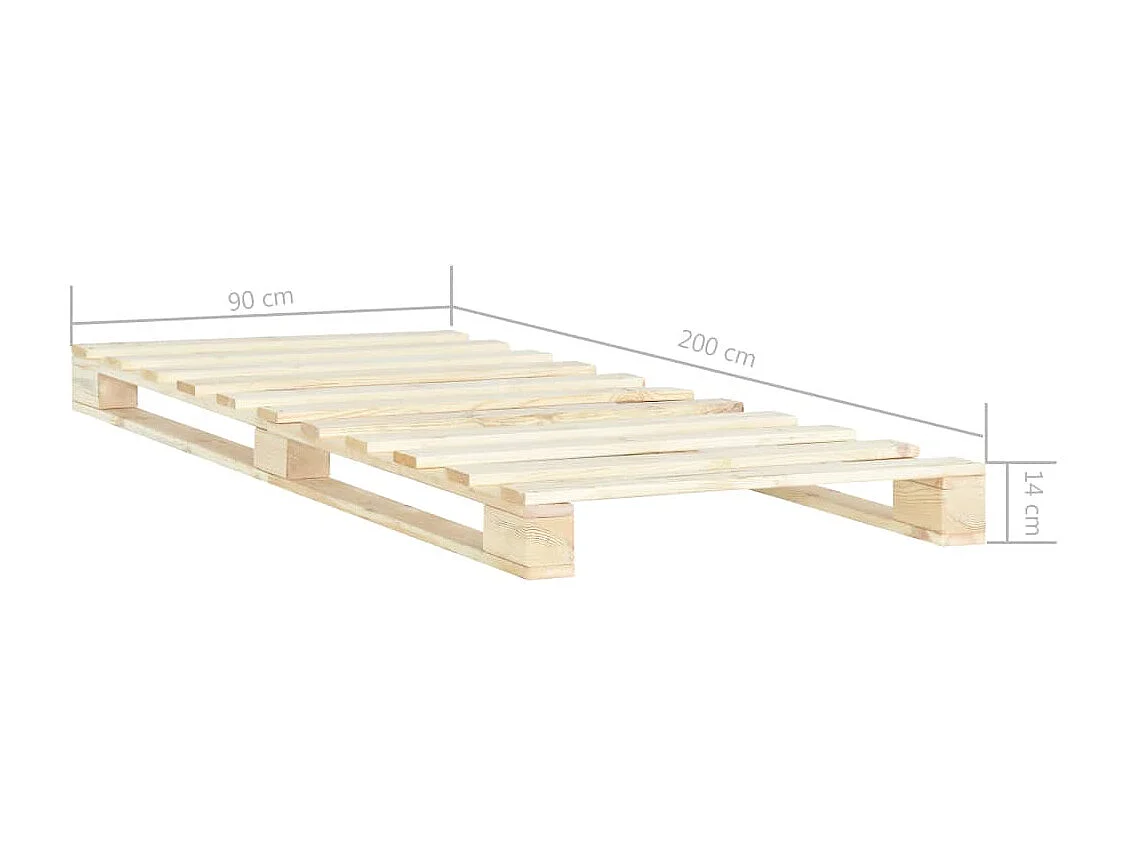 Lit simple | Lit adulte, enfant | Cadre de lit de palette 90x200 cm bois pin massif