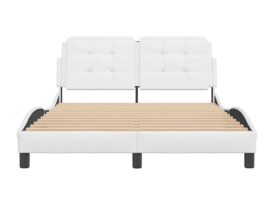 Lit double | Lit adulte | Cadre de lit blanc 140x190 cm similicuir