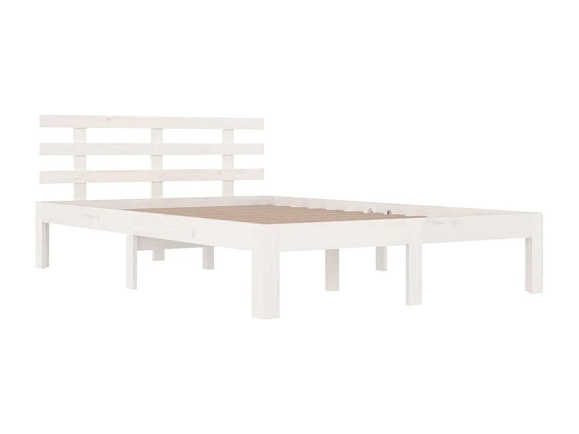 Lit double | Lit adulte | Cadre de lit blanc bois massif 160x200 cm