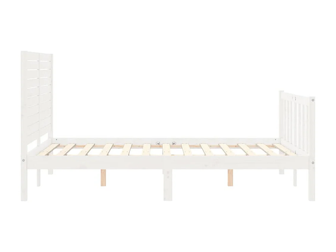 Lit simple | Lit adulte, enfant | Cadre de lit blanc bois de pin massif 120x190 cm