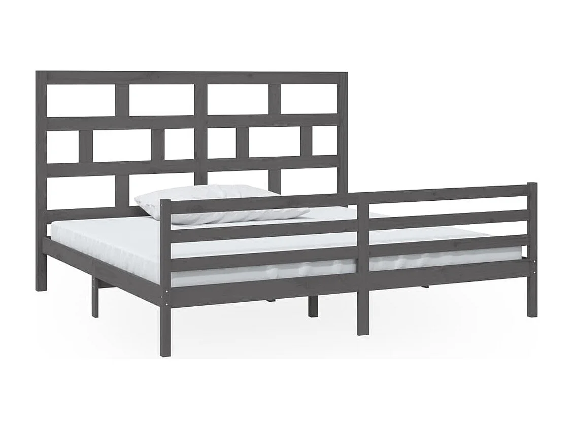 Lit double | Lit adulte | Cadre de lit gris bois massif 200x200 cm