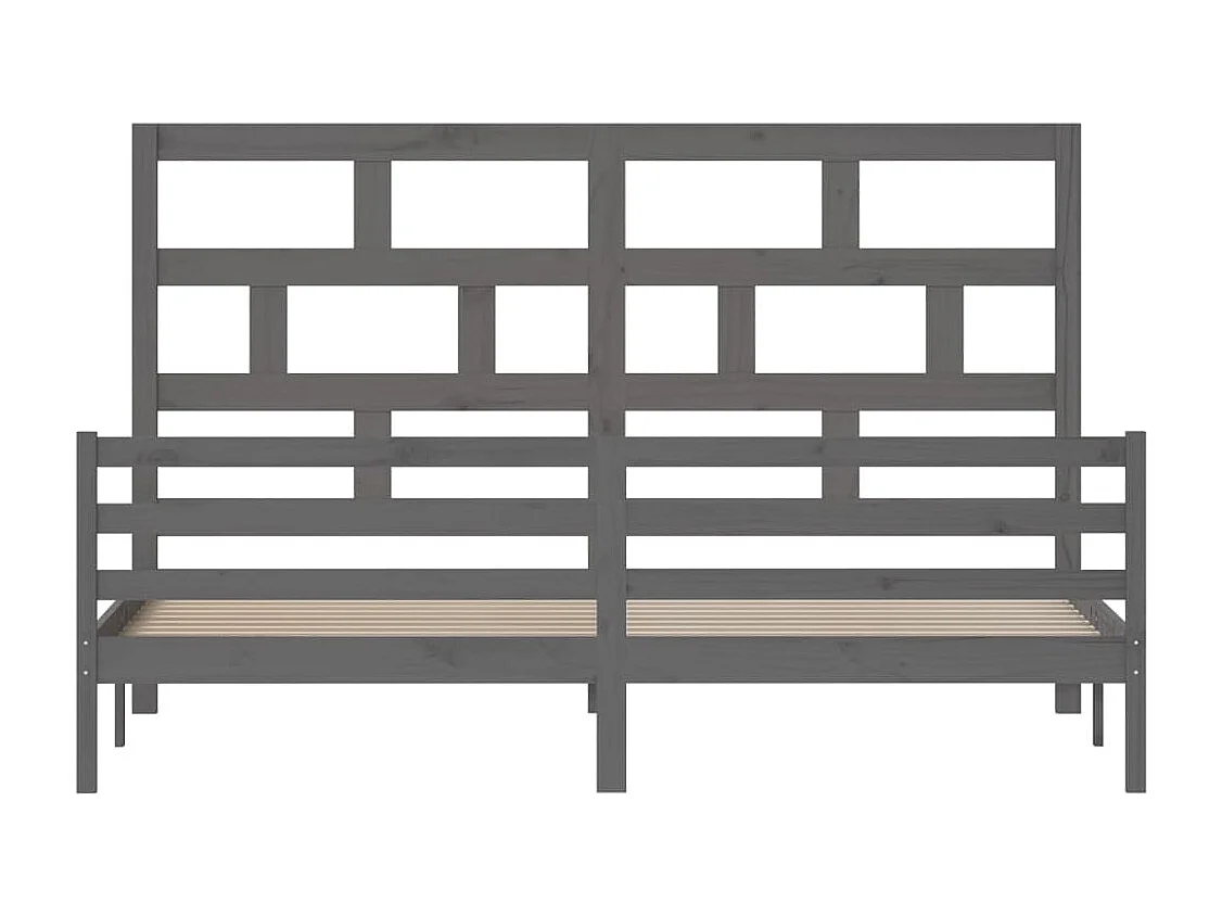 Lit double | Lit adulte | Cadre de lit gris bois massif 200x200 cm