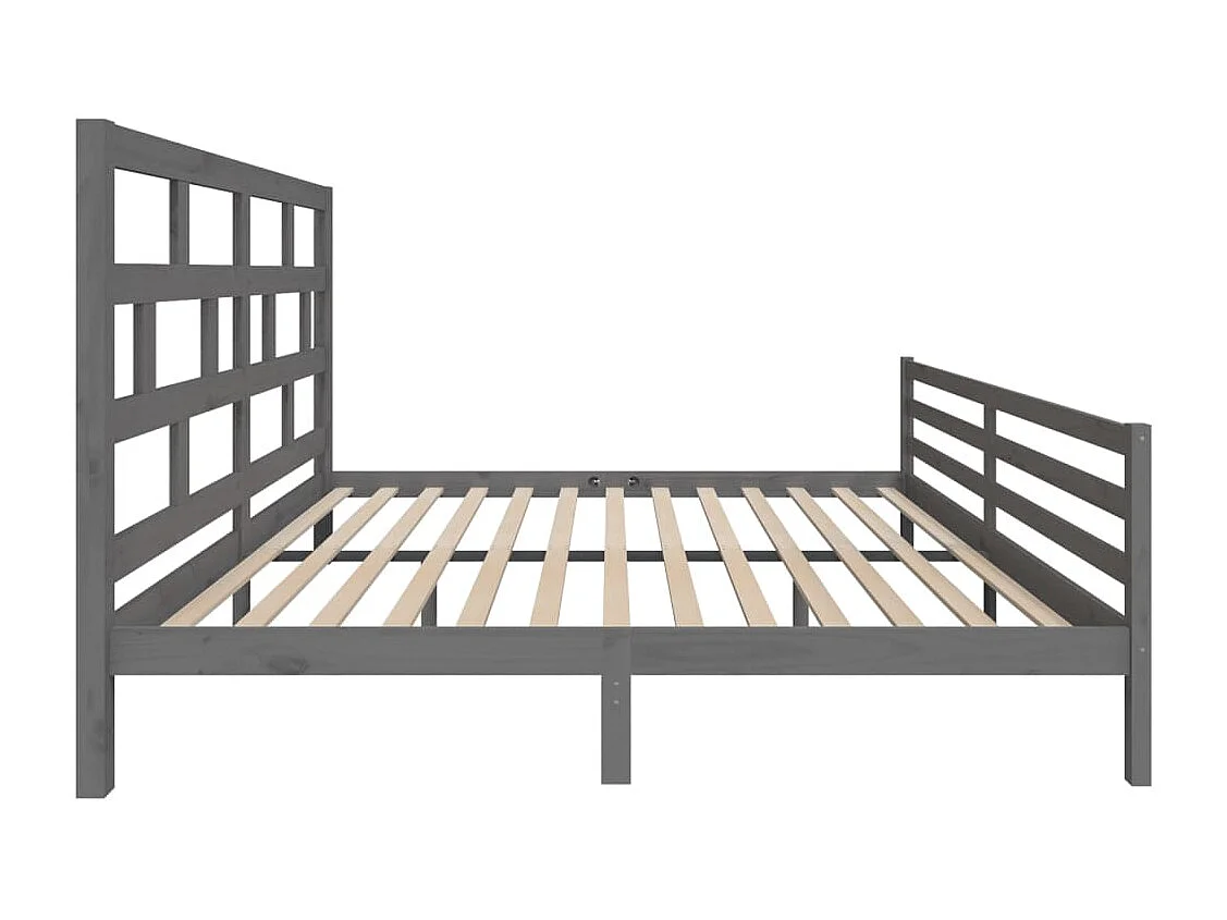 Lit double | Lit adulte | Cadre de lit gris bois massif 200x200 cm