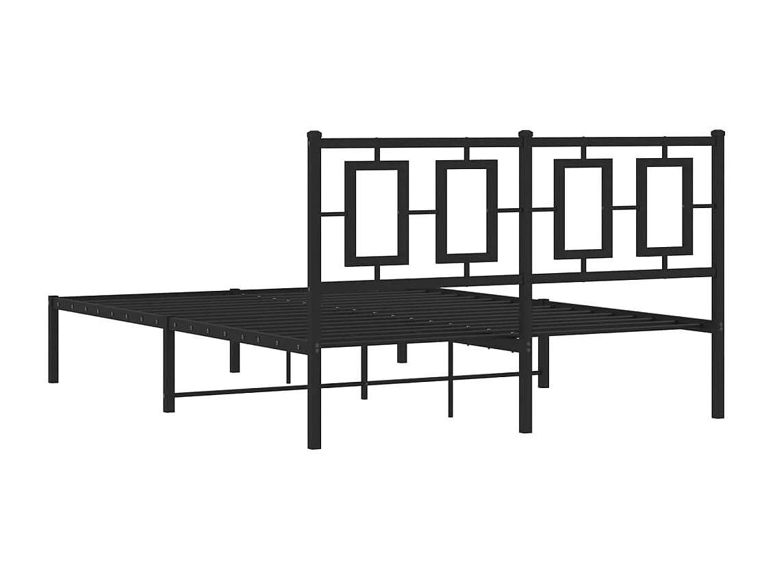 Lit double | Lit adulte | Cadre de lit métal avec tête de lit noir 140x200cm