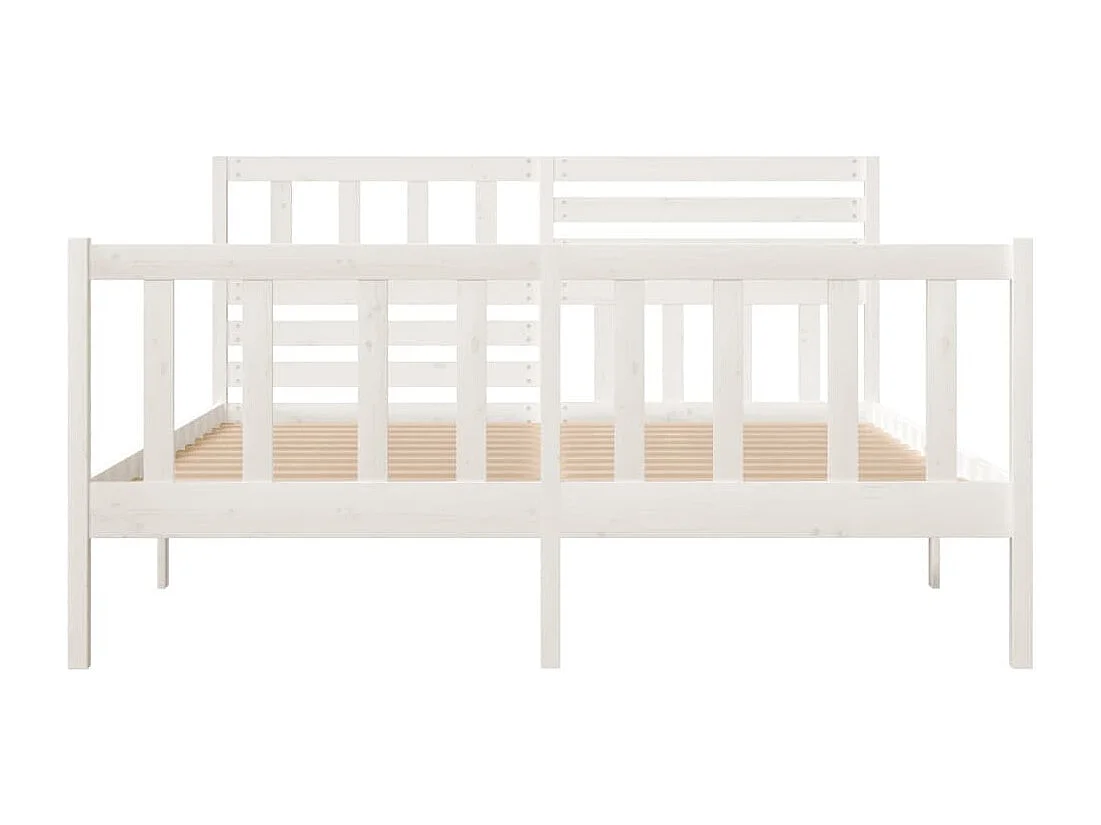 Lit simple | Lit adulte, enfant | Cadre de lit blanc bois massif 120x190 cm