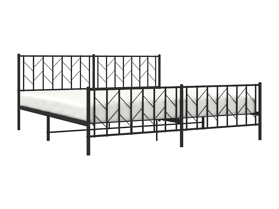 Lit double | Lit adulte | Cadre de lit métal avec pied de lit noir 193x203cm