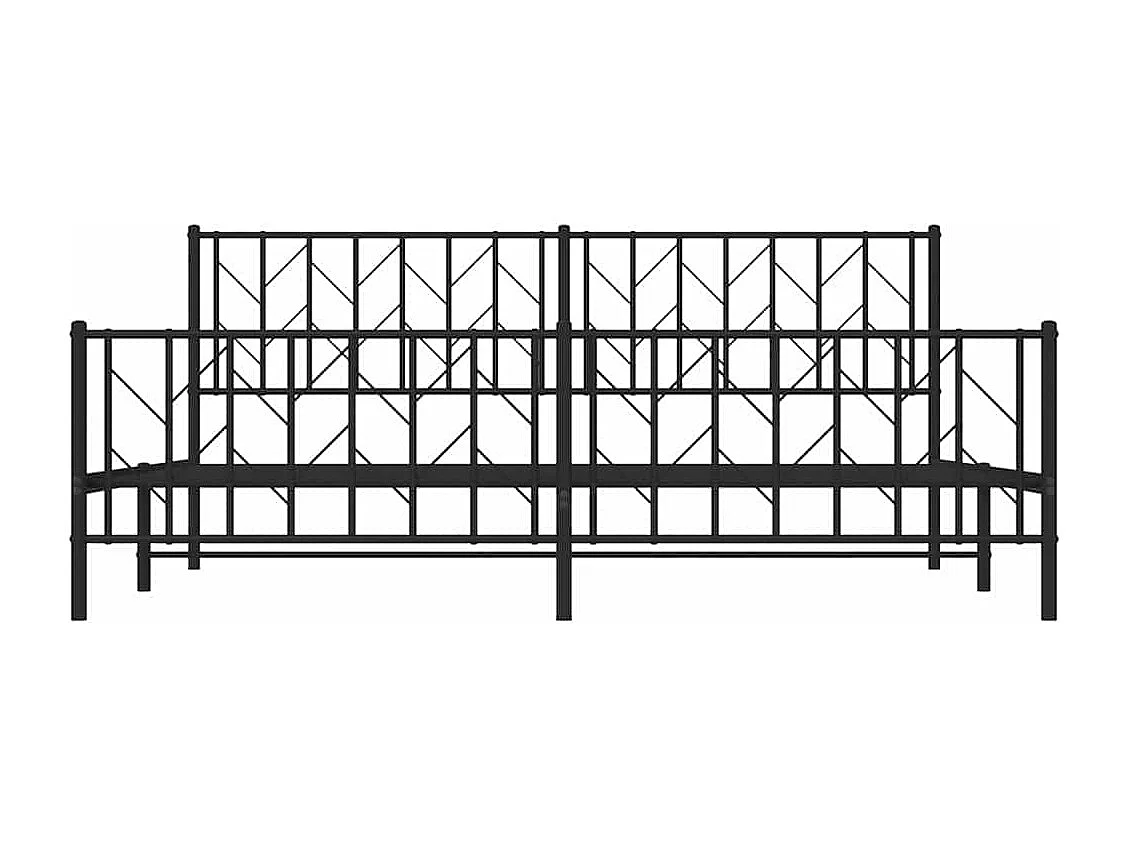 Lit double | Lit adulte | Cadre de lit métal avec pied de lit noir 193x203cm