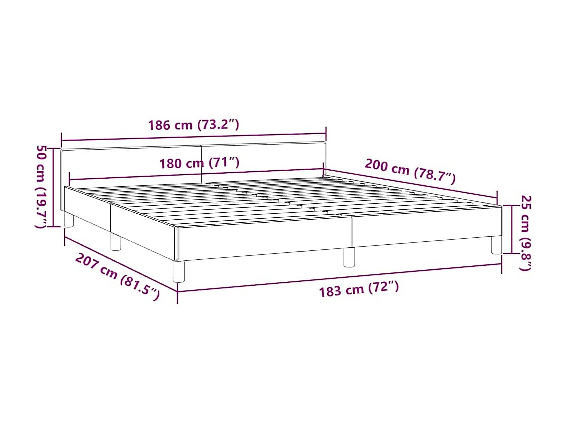 Lit double | Lit adulte | Cadre de lit gris clair 180x200 cm tissu