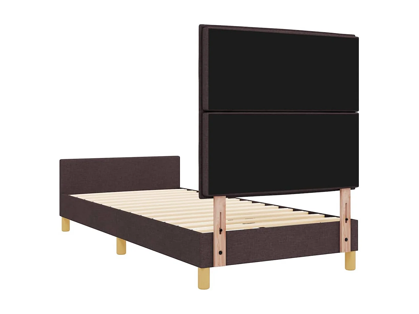Lit simple | Lit adulte, enfant | Cadre de lit avec tête de lit Marron foncé 90x190 cm tissu
