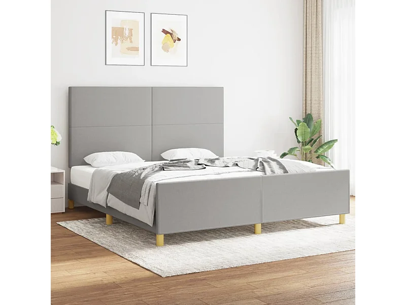 Lit double | Lit adulte | Cadre de lit gris clair 180x200 cm tissu