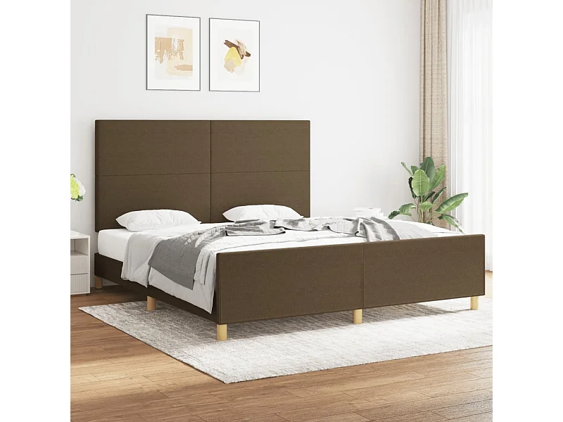 Lit double | Lit adulte | Cadre de lit marron foncé 180x200 cm tissu