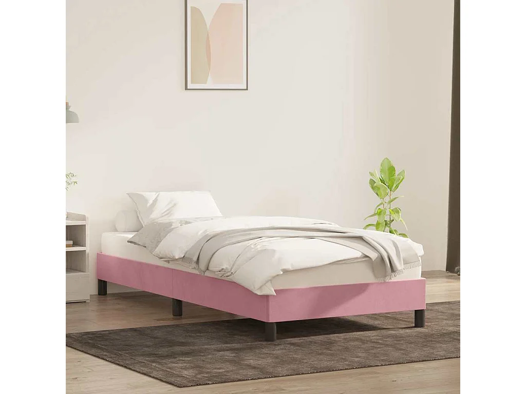 Lit simple | Lit adulte, enfant | Cadre de lit rose 80x220 cm velours