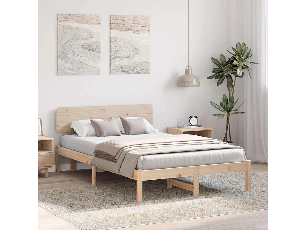 Lit simple | Lit adulte, enfant | Cadre de lit Naturel 120x200 cm Bois massif en pin