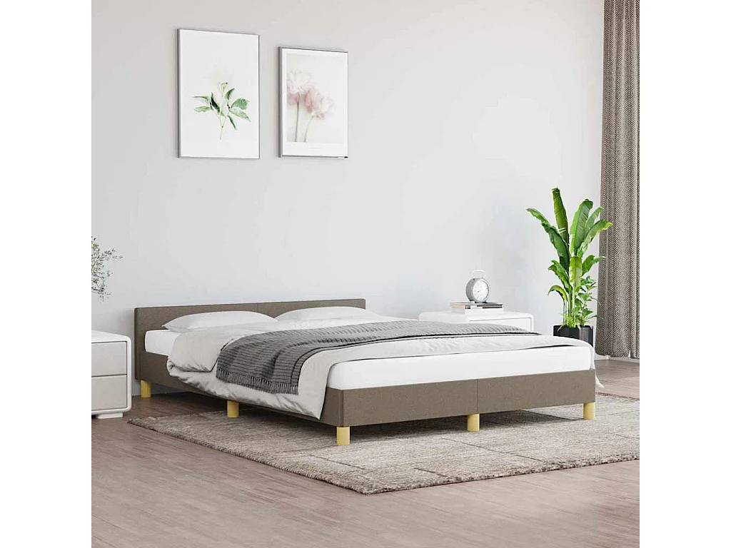 Lit double | Lit adulte | Cadre de lit taupe 140x200 cm tissu