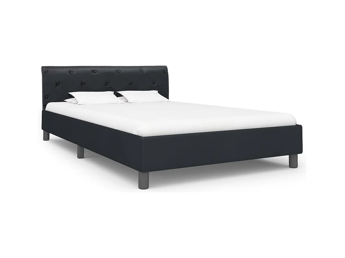 Letto per adulti | Letto singolo | Giroletto Nero in Similpelle 120x200 cm