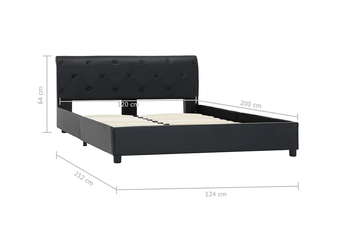 Letto per adulti | Letto singolo | Giroletto Nero in Similpelle 120x200 cm