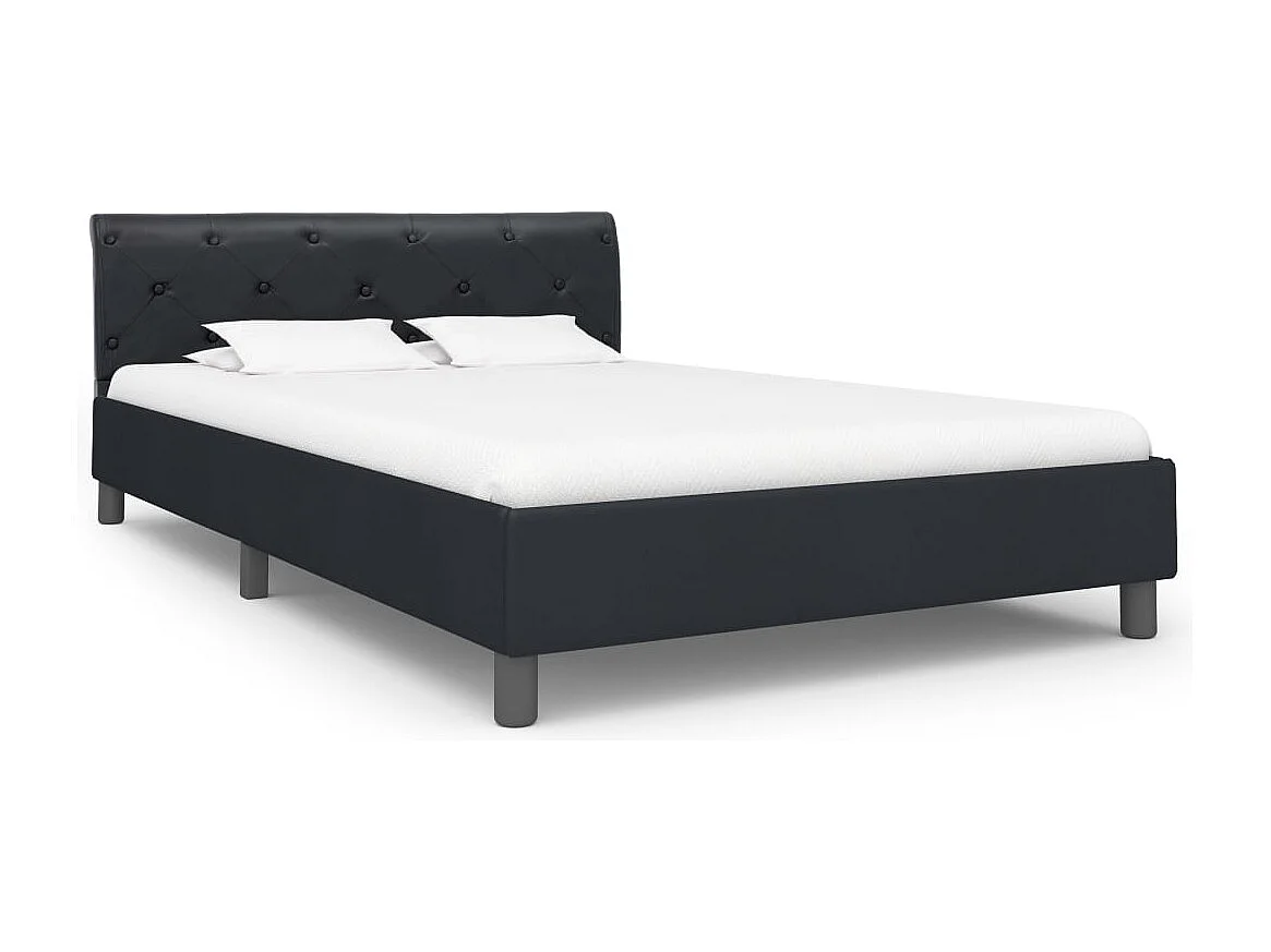 Letto per adulti | Letto singolo | Giroletto Nero in Similpelle 120x200 cm