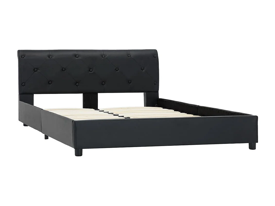 Letto per adulti | Letto singolo | Giroletto Nero in Similpelle 120x200 cm