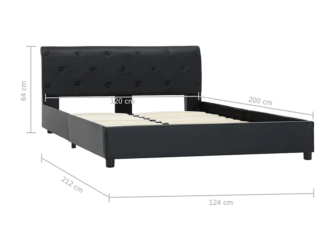 Letto per adulti | Letto singolo | Giroletto Nero in Similpelle 120x200 cm