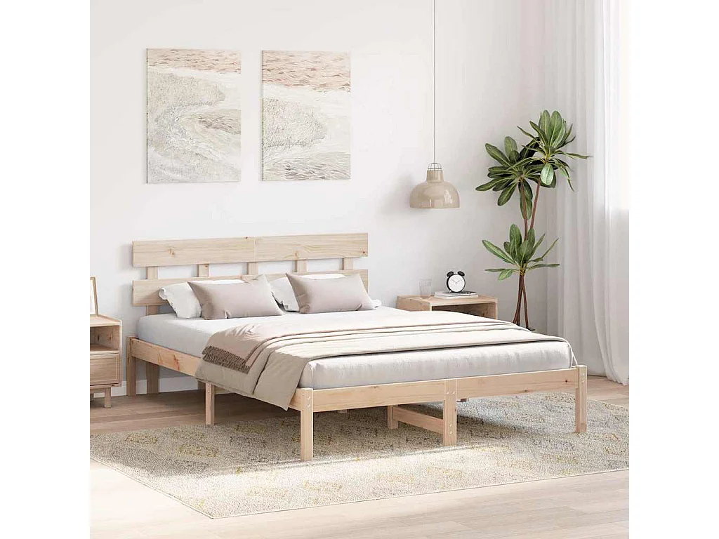 Lit double | Lit adulte | Cadre de lit Marron 160x200 cm Bois de pin massif