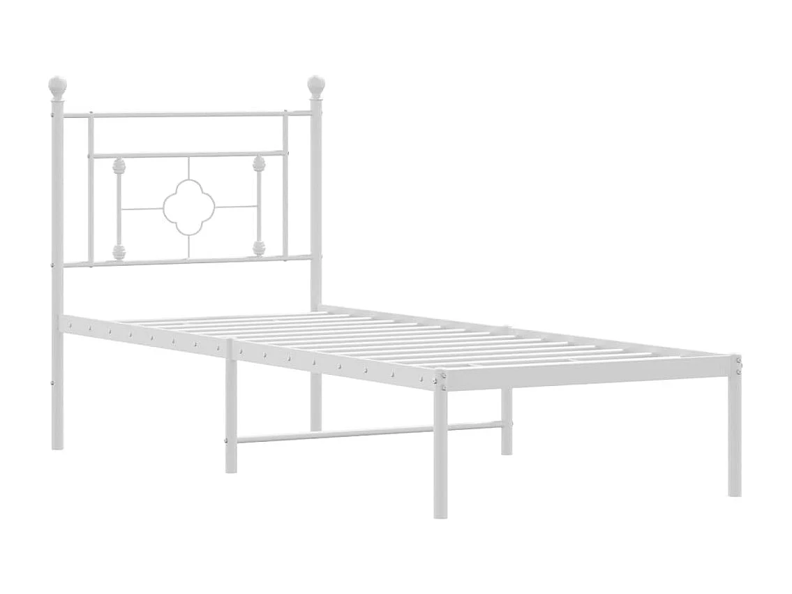 Lit simple | Lit adulte, enfant | Cadre de lit métal avec tête de lit blanc 80x200cm