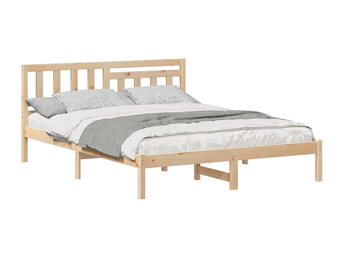 Bedframe | Tweepersoonsbed met hoofdeinde Bruin 160x200 cm Massief grenenhout