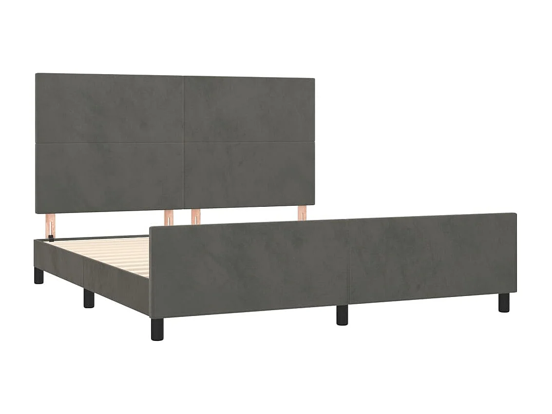 Lit double | Lit adulte | Cadre de lit gris foncé 160x200 cm velours