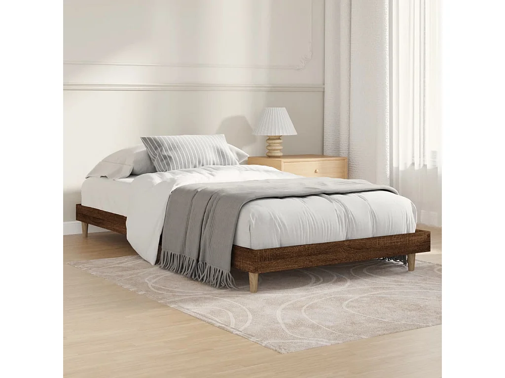 Lit simple | Lit adulte, enfant | Cadre de lit chêne marron 90x200cm bois ingénierie