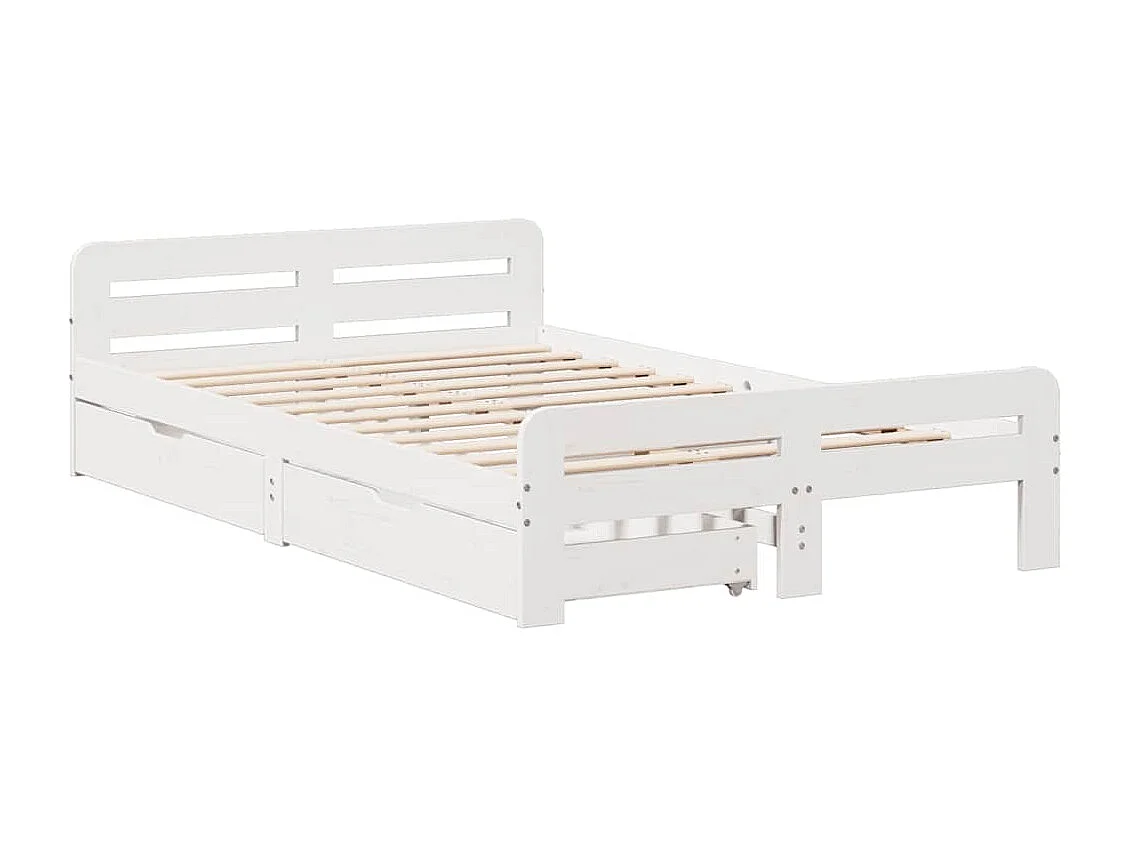 Lit double | Lit adulte | Cadre de lit blanc 135x190 cm bois de pin massif