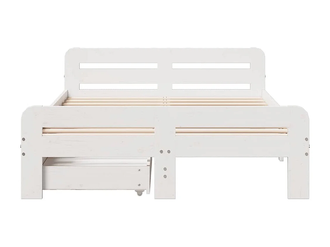Lit double | Lit adulte | Cadre de lit blanc 135x190 cm bois de pin massif