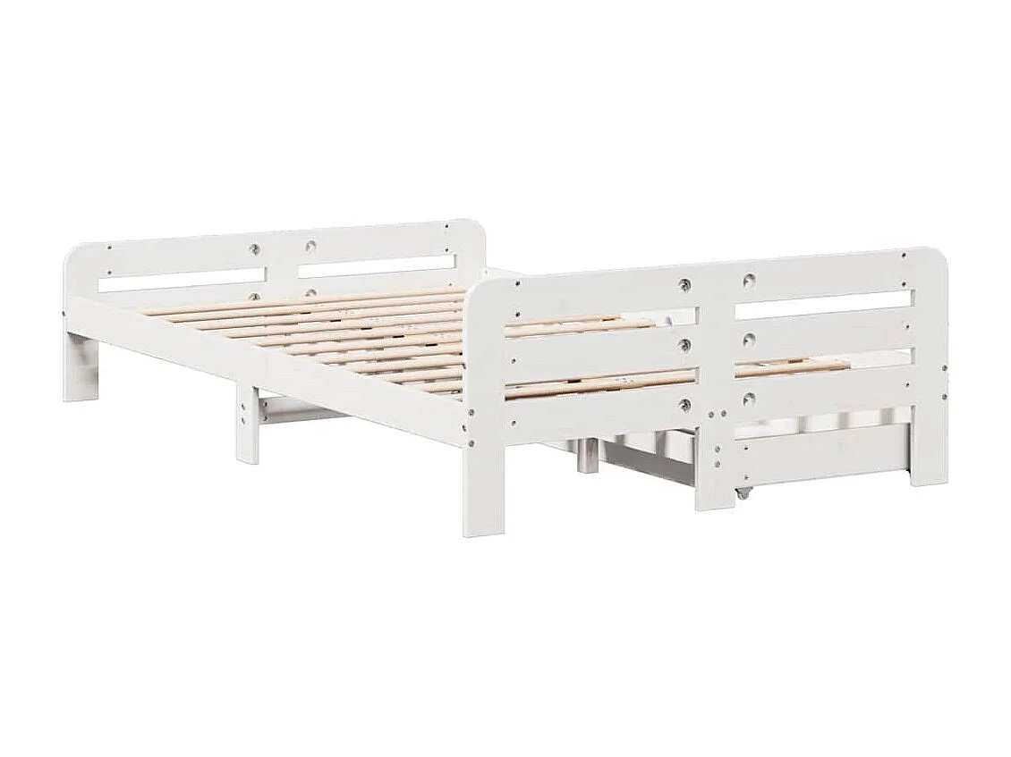 Lit double | Lit adulte | Cadre de lit blanc 135x190 cm bois de pin massif