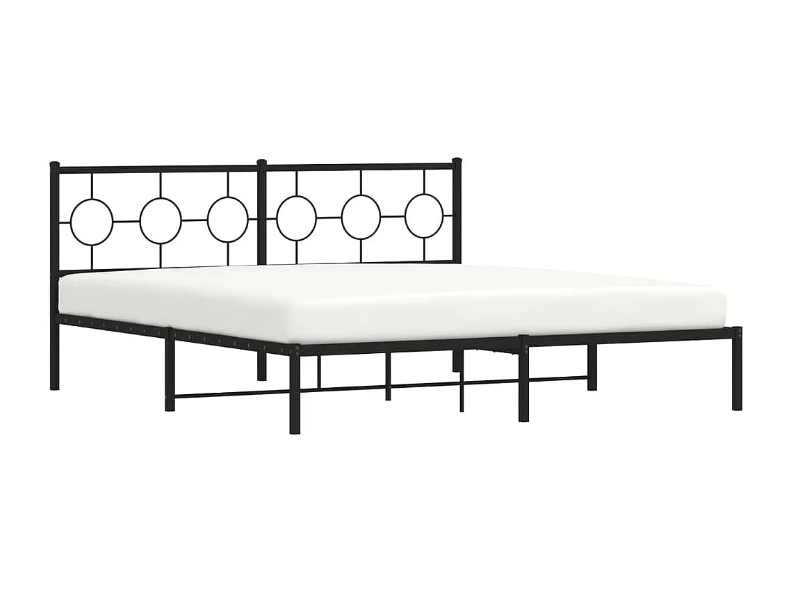 Bedframe | Tweepersoonsbed met hoofdbord metaal zwart 183x213 cm