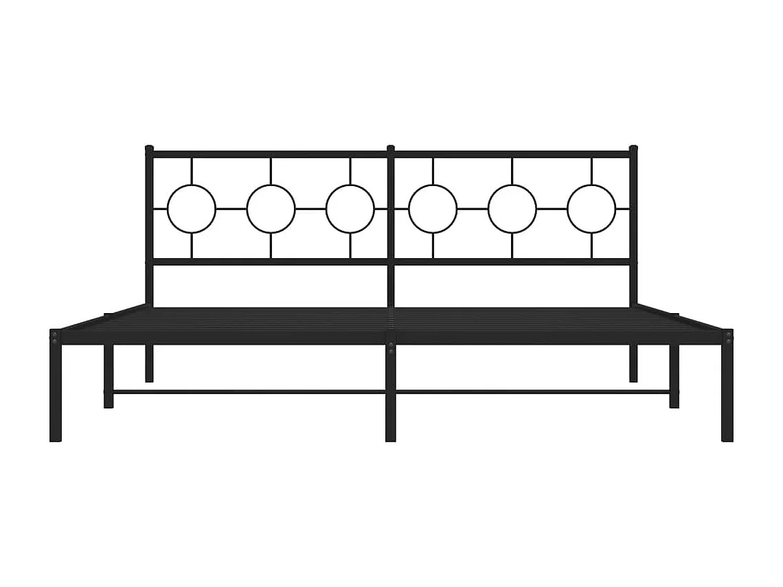 Bedframe | Tweepersoonsbed met hoofdbord metaal zwart 183x213 cm