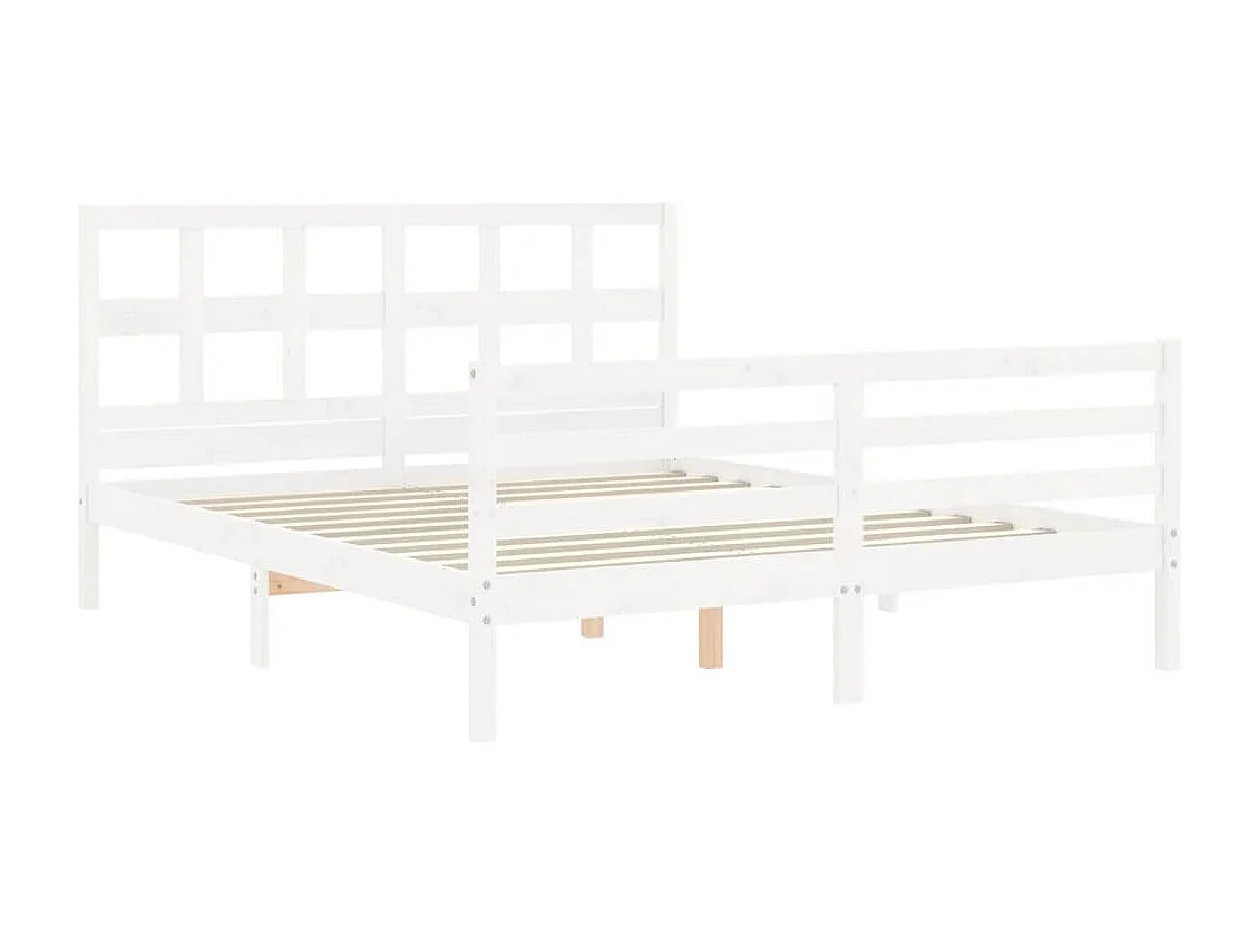Lit double | Lit adulte | Cadre de lit blanc 160x200 cm bois massif