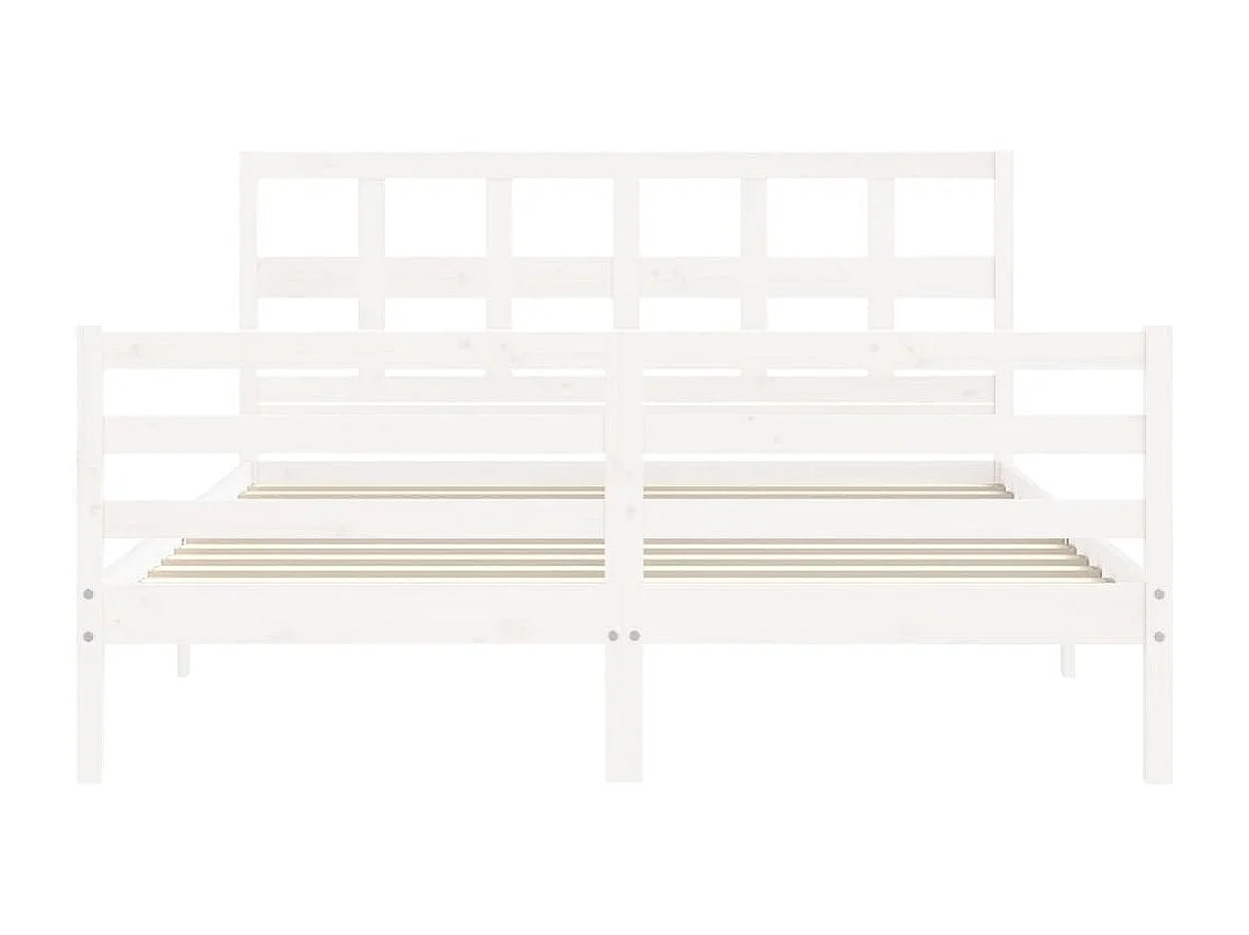 Lit double | Lit adulte | Cadre de lit blanc 160x200 cm bois massif