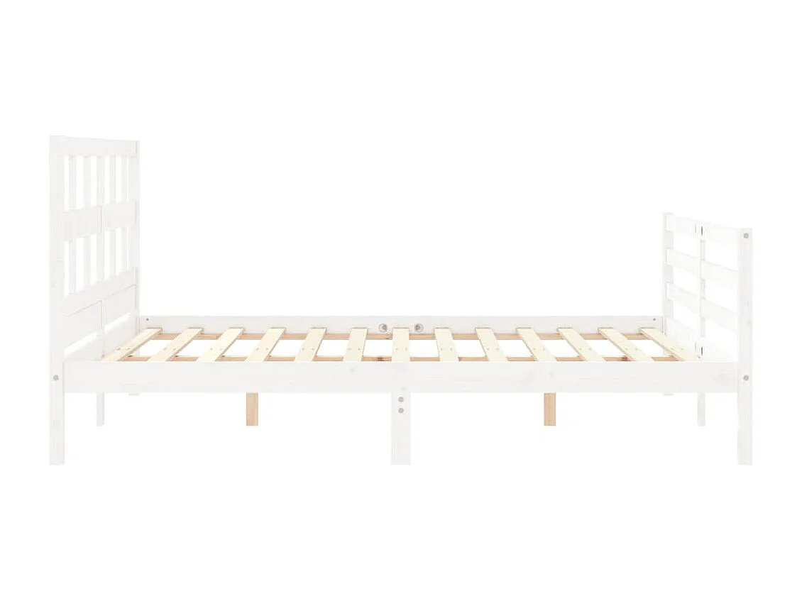 Lit double | Lit adulte | Cadre de lit blanc 160x200 cm bois massif