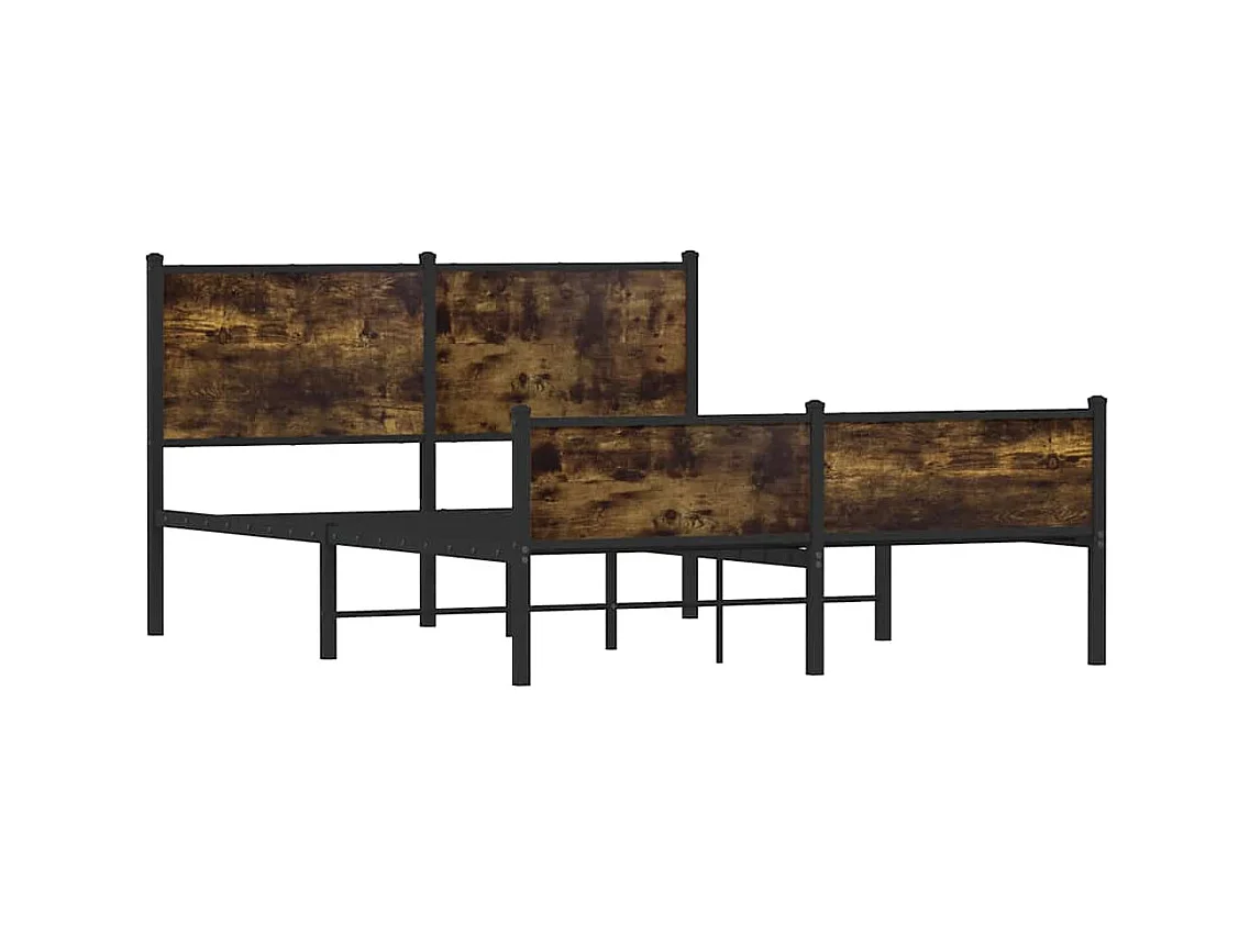 Letto per adulti | Letto matrimoniale | Giroletto senza Materaso in Metallo Rovere Fumo 140x200 cm