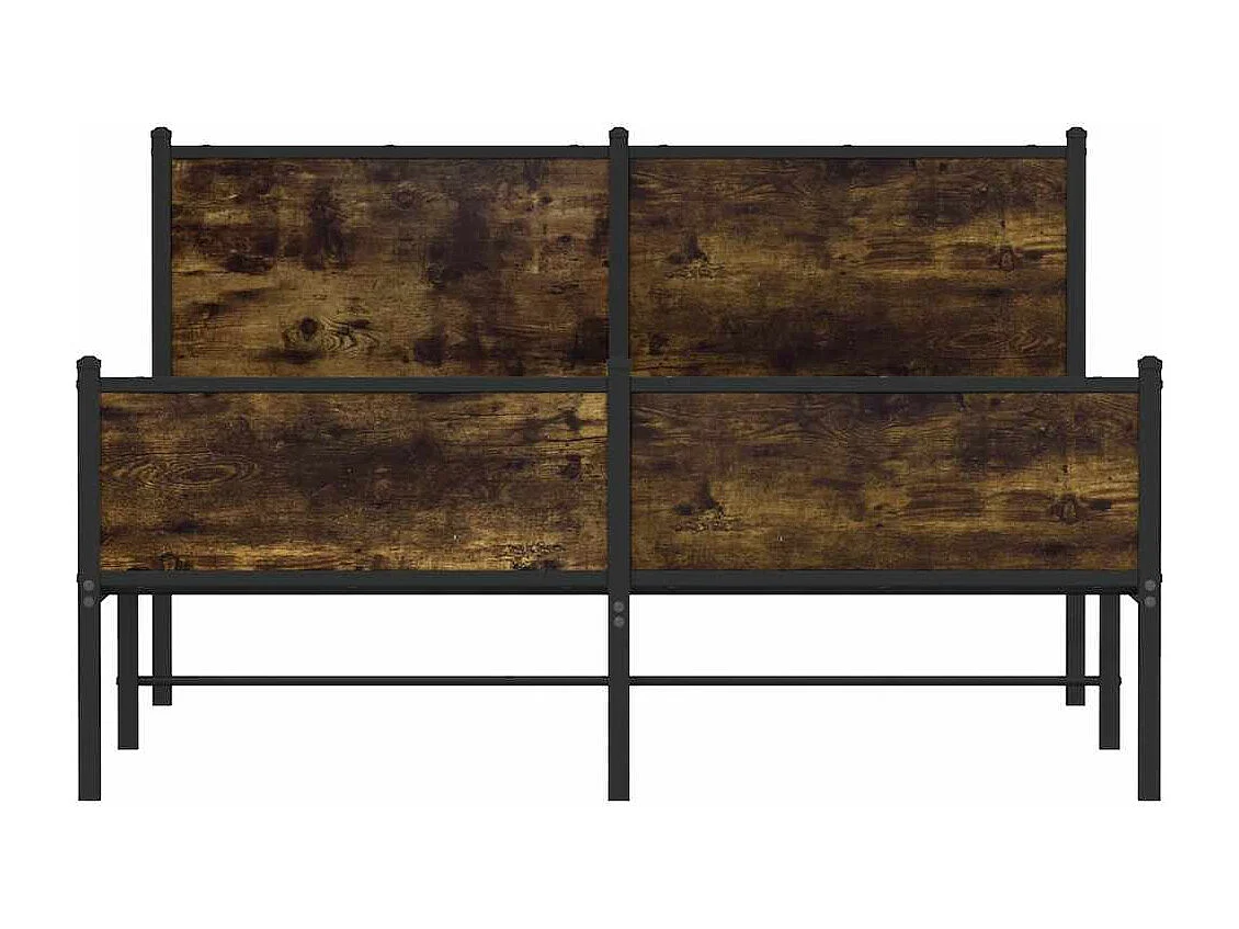 Letto per adulti | Letto matrimoniale | Giroletto senza Materaso in Metallo Rovere Fumo 140x200 cm