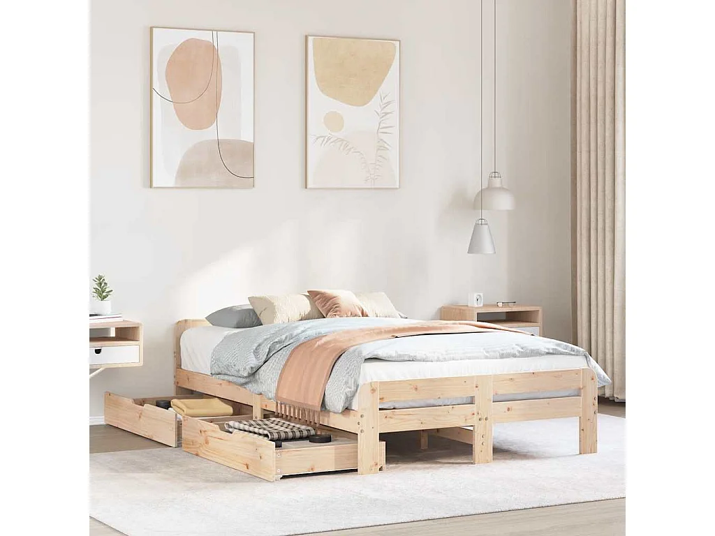 Letto singolo | Giroletto | Letto senza Materasso 120x190 cm in Legno Massello di Pino