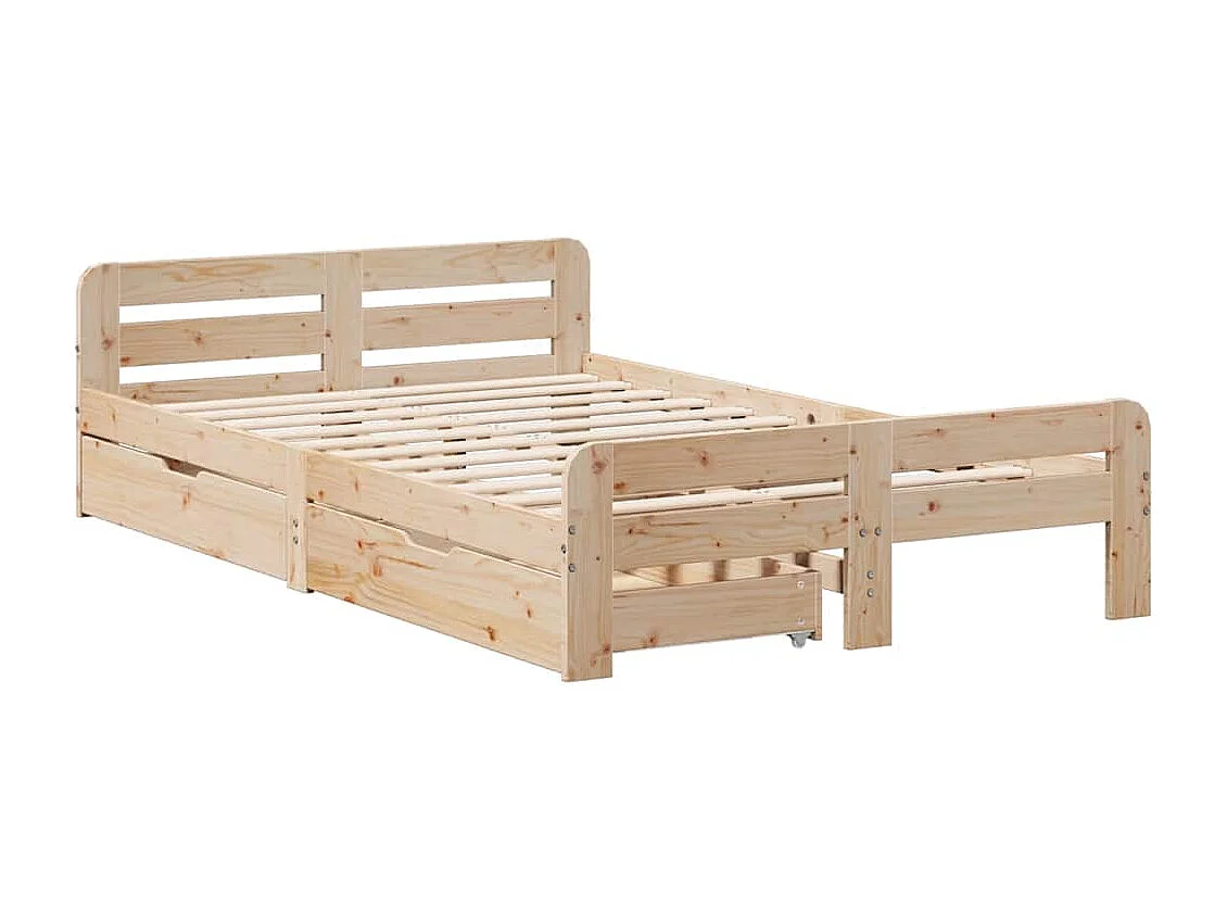 Letto singolo | Giroletto | Letto senza Materasso 120x190 cm in Legno Massello di Pino
