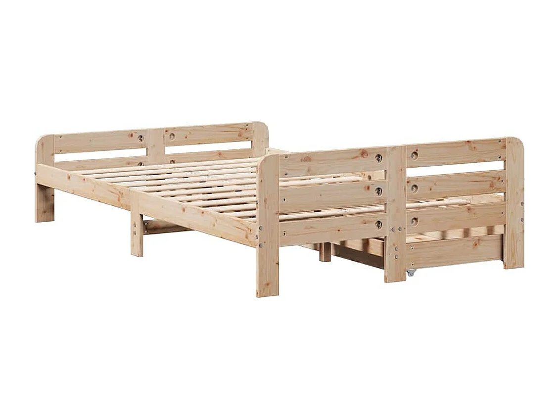 Letto singolo | Giroletto | Letto senza Materasso 120x190 cm in Legno Massello di Pino