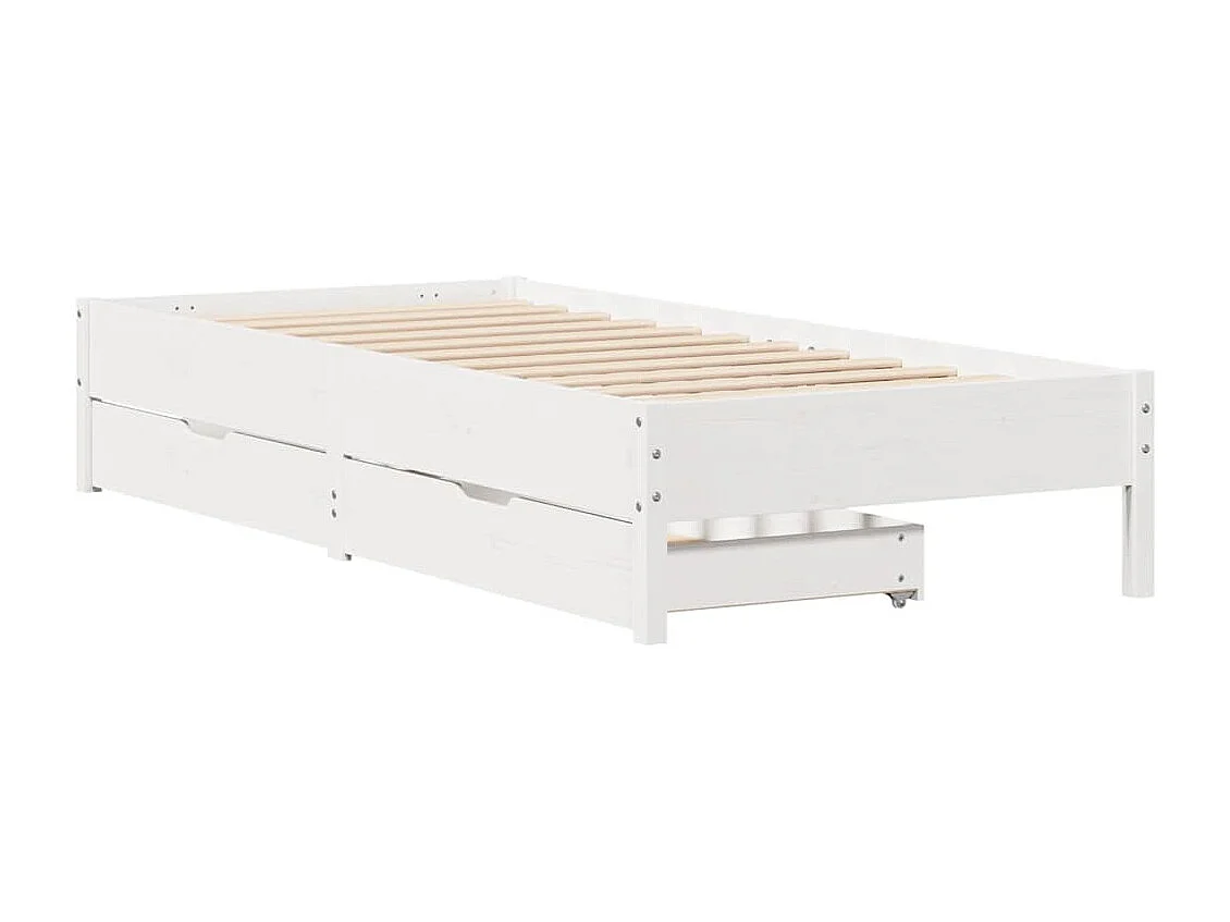 Lit simple | Lit adulte, enfant | Cadre de lit blanc 90x200 cm bois de pin massif